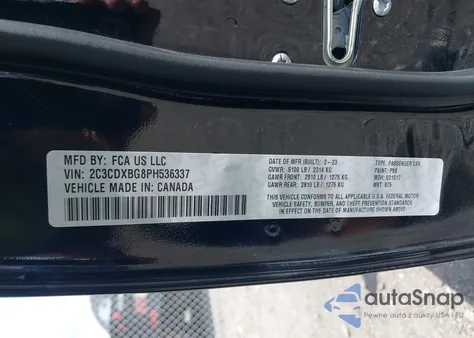 2023 Dodge Charger Sxt z USA, uszkodzony, nr VIN 2C3CDXBG8PH536337